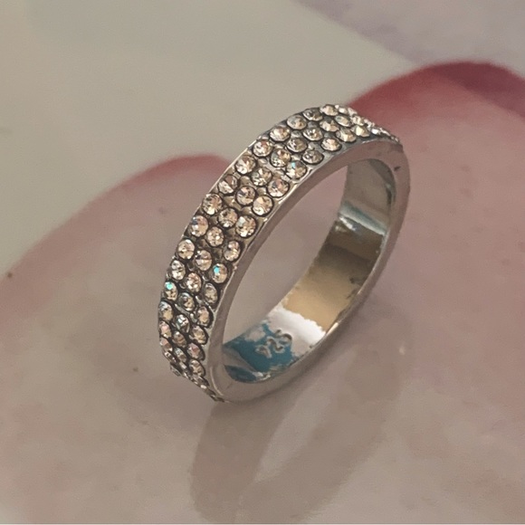 NEW 925 Sterling Silver 3 Row Eternity Cocktail Ring Simulated Stones - Picture 8 of 12